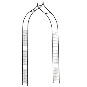 Buy Outsunny Vintage Style Steel Garden Patio Outdoor Arbor & Trellis Arch Support Vines & Climbing Plants Garden Decoration - Black 2.5H m