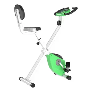 Buy Folding Exercise Bike, Fitness Bicycle Indoor Trainer, Quiet 8-Level Magnetic Resistance, with LCD Monitor, Pulse Sensor and Wheels for Sport Maison and Cardio Training, Green
