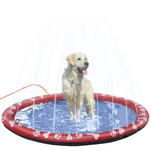 Buy Dog Splash Pad, Pet Sprinkler Mat, Non-Slip Dog Paddling Pool, Foldable Outdoor Sprinkler and Splash Mat Water Play for Garden, Patio, Summer Fun, 170 cm