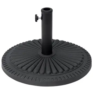 Buy Outsunny 14kg Round Cement Parasol Base Umbrella Weight Stand Holder Fits &Phi;35mm,&Phi;38mm,&Phi;48mm Pole for Patio Outdoor Garden - Black