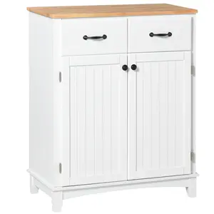 Buy Modern Kitchen Cupboard, Wooden Storage Cabinet, Tableware Organizer with 2 Drawers for Living & Dining Room, White