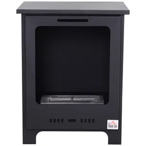 Buy HOMCOM Freestanding Ethanol Fireplace, Bioethanol Fire with 0.9L Tank, 3 Hours Burning Time for Indoor, Black