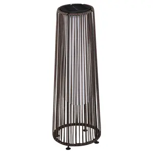 Buy Outsunny Patio Garden PE Rattan Solar Lights Woven Resin Wicker Lantern Auto On/Off Solar Powered Lights for Porch, Yard, Lawn, Courtyard, Indoor & Outdoor  Brown
