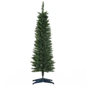 Buy 5ft Unlit Artificial Christmas Tree, Pencil Slim Xmas Tree with Solid Stand and Realistic Branches, Green
