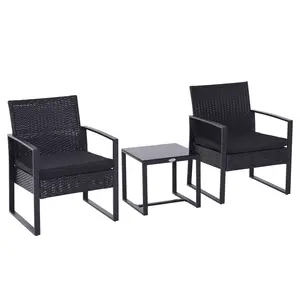 Buy 2 Seater Rattan Coffee Set-Black