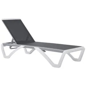 Buy Outsunny Aluminium Frame Sun Lounger, with Adjustable Back - Grey