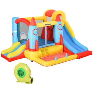 Buy Outsunny Bounce Castle Inflatable Trampoline Slide Pool Rocket Design 3.4 x 2.8 x 1.85m
