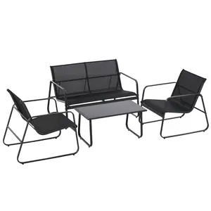 Buy Outsunny Four-Piece Minimalistic Garden Sofa Set - Black