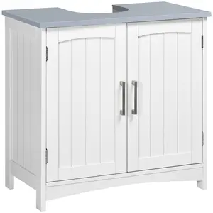 Buy Pedestal Under Sink Cabinet with Double Doors, Modern Bathroom Vanity Unit, Storage Cupboard with Adjustable Shelves, White