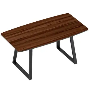 Buy Extendable Dining Table Rectangular Wood Effect Tabletop for 4-6 People with Steel Frame & Hidden Leaves for Kitchen, Dining Room, Living Room