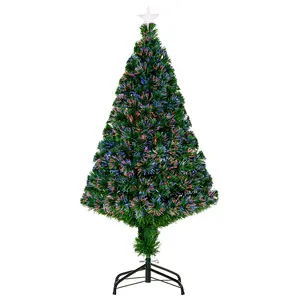 Buy 4FT Pre-Lit Fibre Optic Artificial Christmas Tree Holiday Xmas D&eacute;cor with Tree Topper Multi-Colour