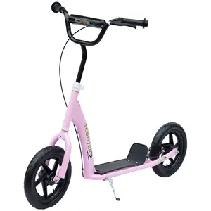 Buy HOMCOM Kids Scooter Kick Scooter, with 12" EVA Tyres, Rear Brake, Big Wheels Scooter for 5-12 Years , Pink
