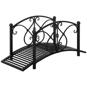 Buy Outsunny 102L x 48W x 49H Classic Metal Garden Bridge with Safety Railings Arc Footbridge Decorative Pond Bridge for Backyard Creek Stream, Black