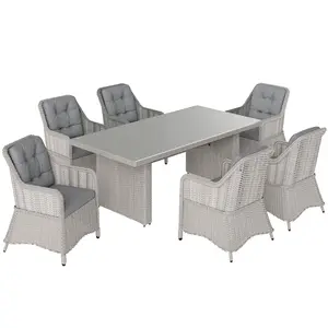 Buy Outsunny Seven-Piece Rattan Dining Set - Mixed Grey