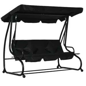Buy Three-Seater Garden Swing Bed - Black