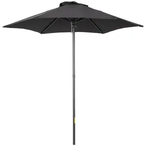Buy Outsunny 2m Garden Parasol Umbrella, Outdoor Sun Shade with 6 Sturdy Ribs for Balcony, Bench, Garden, Black