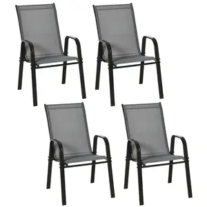 Buy Set of Four Stackable Mesh Seat Chairs - Dark Grey