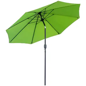Buy Outsunny 2.7M Garden Parasol Umbrella with Glass Fibre Ribs and Aluminium Frame, Tilting Sun Shade Shelter Canopy, Light Green