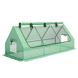 Buy Outsunny Portable Small Polytunnel, Mini Greenhouse with Mesh Windows for Indoor and Outdoor, 240x90x90cm, Green