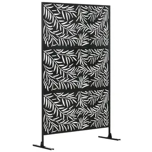 Buy Decorative Privacy Screen with Stand, 6.5FT Freestanding Metal Outdoor Divider, Decorative Privacy Panel with Expansion Screws for Garden Patio Pool Hot Tub, Willow Branch Style, Black