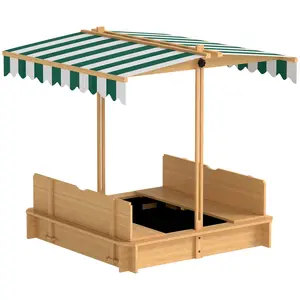 Buy Outsunny Kids Square Wooden Sandpit, Children Sandbox Outdoor Playset