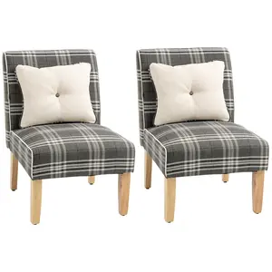 Buy Modern Dining Chairs Set of 2, Accent Chair with Patterned Upholstery, Throw Pillows and Rubber Wood Legs, for Kitchen Living Room, Grey