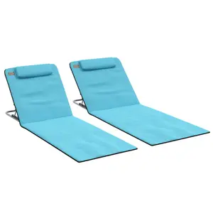 Buy Set of Two Metal Frame Beach Chairs, with Reclining Backs - Blue