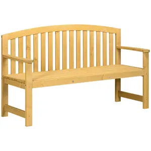 Buy 2 Seater Wooden Garden Bench with Armrest, Outdoor Furniture Chair for Park, Balcony, Orange