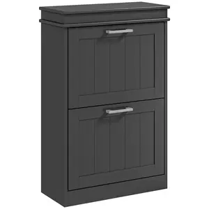 Buy Two-Drawer Minimalistic 10-Shoe Cabinet - Black