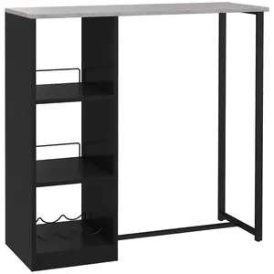 Buy HOMCOM Breakfast Bar Table, Bar Table with 3-Tier Storage Shelf and Wine Rack, 105W x 40D x 105H cm, Black