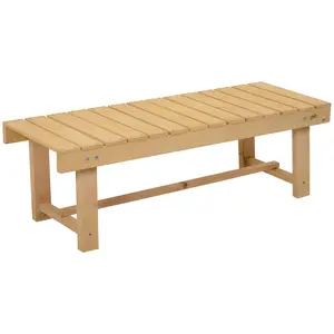 Buy Wooden Garden Benches, 2 Seater Outdoor Benches, Fir Wood Backless Patio Loveseat with Slatted Seat for Park, 110 x 38 x 35 cm, 5 Pieces, Natural Wood Finish