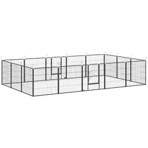 Buy PawHut 16 Panels Heavy Duty Puppy Playpen, for Small and Medium Dogs, Indoor and Outdoor Use - Grey