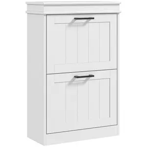 Buy Two-Drawer Minimalistic 10-Shoe Cabinet - White