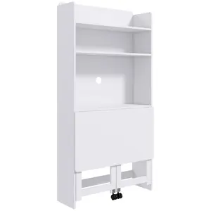 Buy Foldable Desktop, Computer Desk with Storage Shelves, 80 x 69 x 155 cm, White