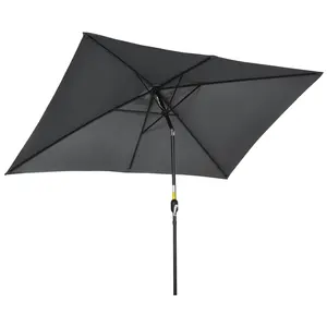 Buy Outsunny 3x2m Garden Parasol Umbrella with Aluminium Pole, Tilt and Crank, Rectangular Outdoor Table Parasol Sun Shade for Patio, Black
