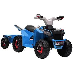 Buy 6V Quad Bike with Back Trailer, Wear-Resistant Wheels, for Ages 18-36 Months, Blue