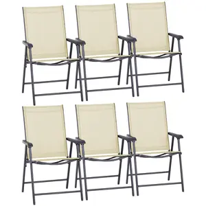 Buy Set of Six Folding Garden Chairs - Beige