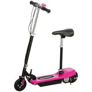 Buy HOMCOM Steel Ride on Powered Scooter, Folding E-Scooter with Warning Bell, 15km/h Maximum Speed, for 6-14 Years Old, Pink