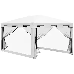 Buy Outsunny 4 x 3 m Party Tent Wedding Gazebo Outdoor Waterproof PE Canopy Shade with Panel
