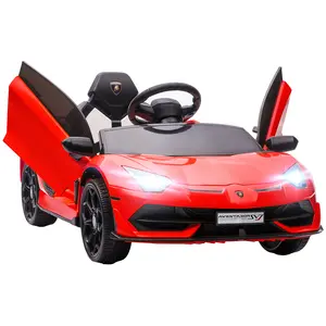 Buy Lamborghini Licensed 12V kids Electric Car w/ Butterfly Doors, Remote, Music, Horn, Suspension - Red