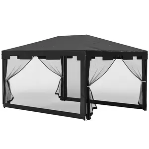 Buy Outsunny 4 x 3 m Party Tent Wedding Gazebo Outdoor Waterproof PE Canopy Shade with Panel