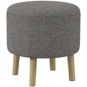 Buy HOMCOM Round Linen-Look Storage Ottoman - Light Grey