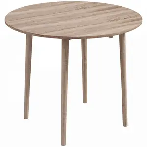 Buy HOMCOM Folding Dining Table for 4, Round Drop Leaf Table, Modern Space Saving Small Kitchen Table with Wood Legs for Dining Room, Natural