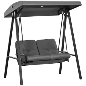 Buy Outsunny Two-Seater Garden Swing Bench, with Adjustable Canopy - Dark Grey