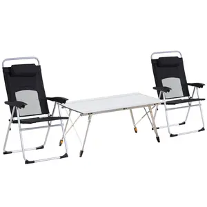 Buy 3 Piece Folding Camping Table and Chairs Set, Backpacking Chairs with Portable Table