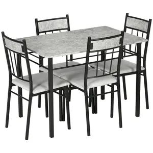 Buy Five-Piece Marble Effect Dining Table Set - Grey/Black