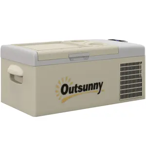 Buy 16L Portable Car Fridge, -20℃ to 10℃ Adjustable Temperature - Khaki/Grey
