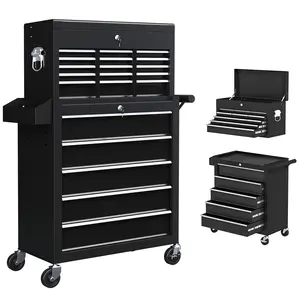 Buy 14 Drawer, Two-Part Tool Storage Chest on Wheels - Black