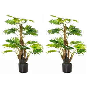 Buy 2 Pack Artificial Plant Palm Tree in Pot, Fake Plants for Home Indoor Outdoor Decor, 135cm, Green