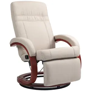 Buy 135&deg; Manual Reclining Swivel Chair, with Footrest - Beige